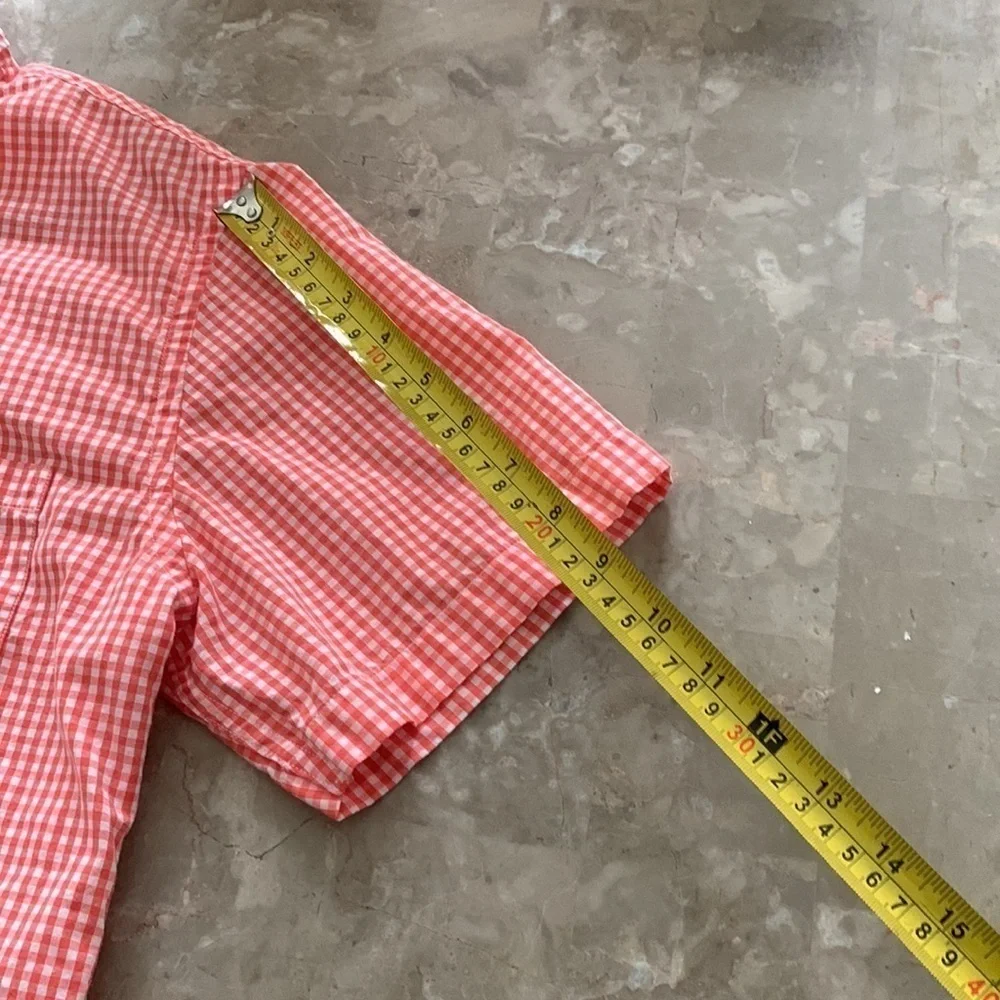 J. Crew Tailored Orange Plaid Button-Down Shirt size medium short sleeves‎